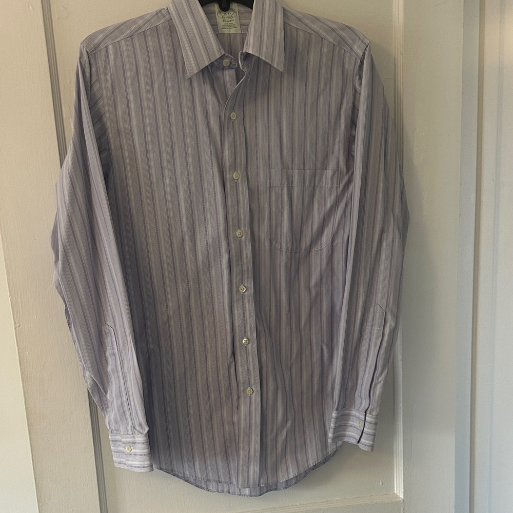 Brooks Brothers Lavender and White Stripe Dress Shirt with Point Collar